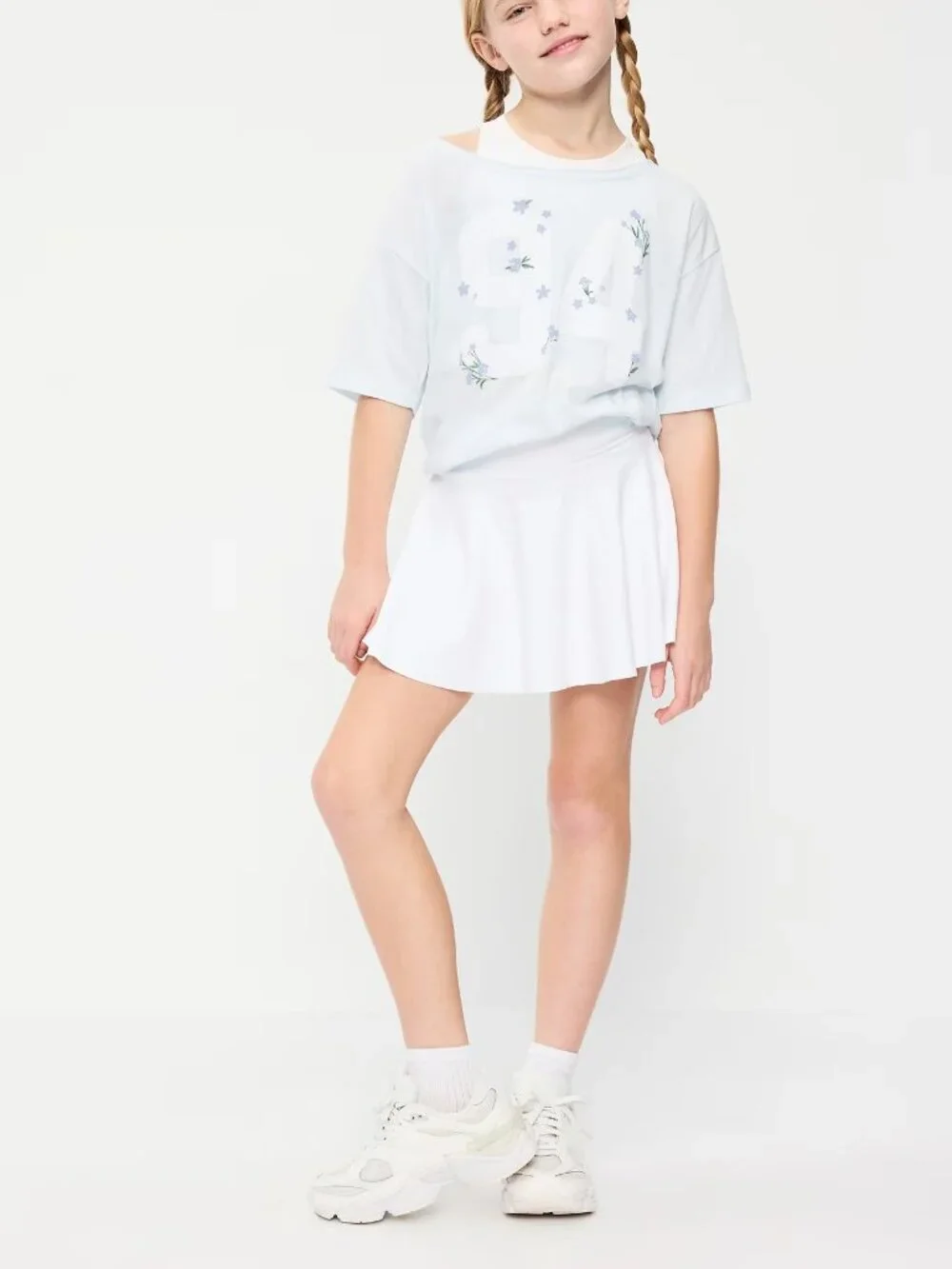 Old Navy Girl’s PowerSoft Active-Wear High-Waist Skort (Flax Flower Light Blue)